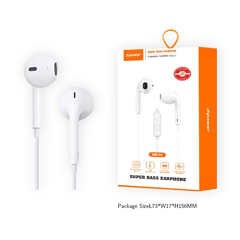 D-POWER หูฟัง Small Talk (White)  SMT-P5 ดี พาวเวอร์ หูฟังมีสาย รับประกัน 1 ปี