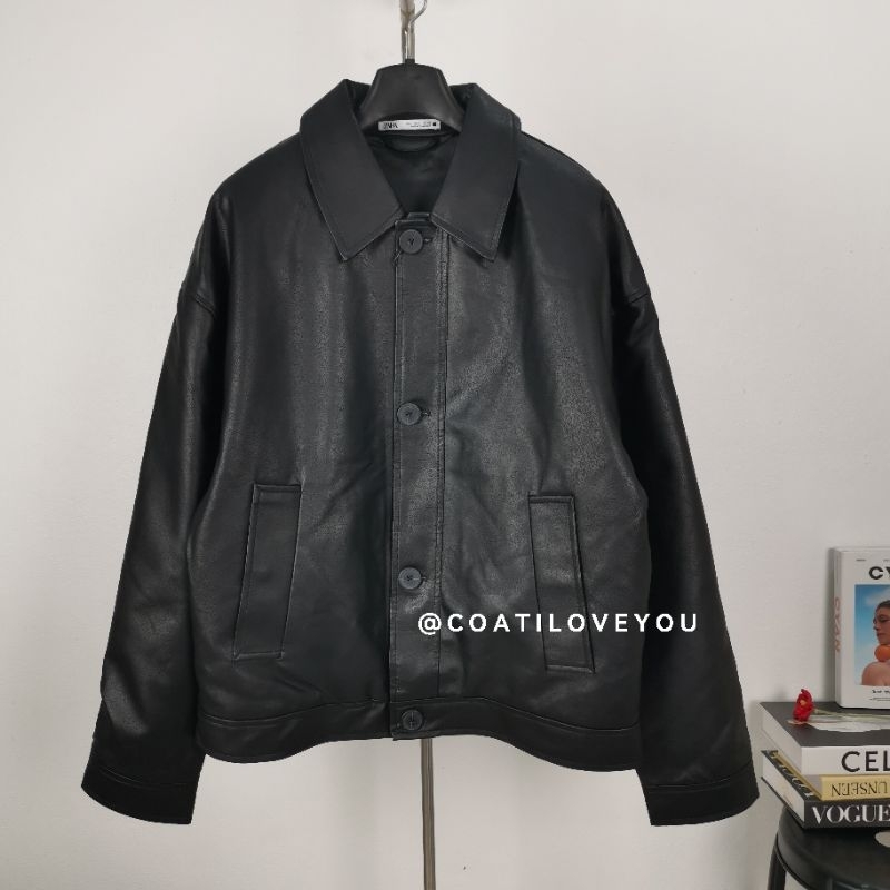 ZARA​ MEN​​LEATHER​ EFFECT​ BOXY FIT​ JACKET​