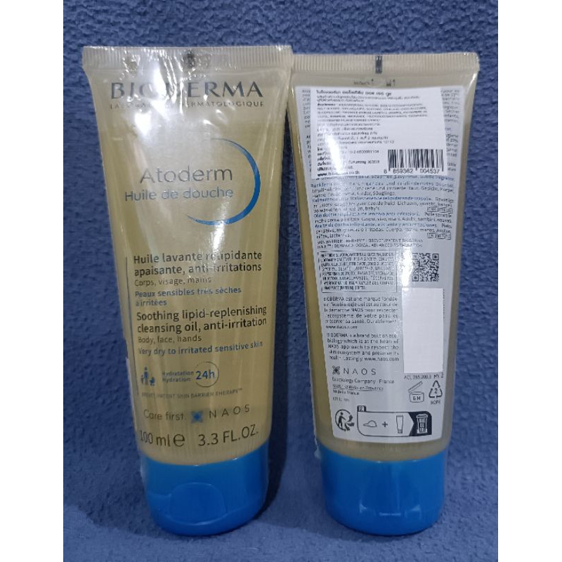 ✓ส่งด่วนได้(ฉลากไทย)สแกนบาร์โค้ดได้ Bioderma Atoderm Huile de douch/ Shower Oil 100ml