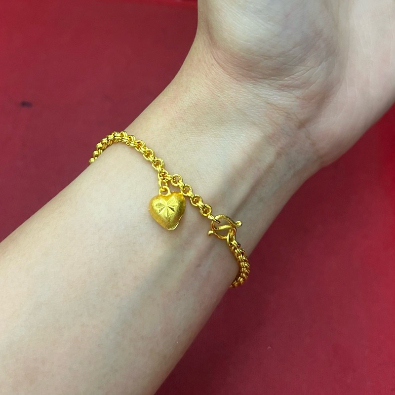สร้อยข้อมือ ลายห่วงคู่ น้ำหนัก 2 สลึง เลือกความยาวได้ ใส่อาบน้ำ ล้างมือได้ปกติ