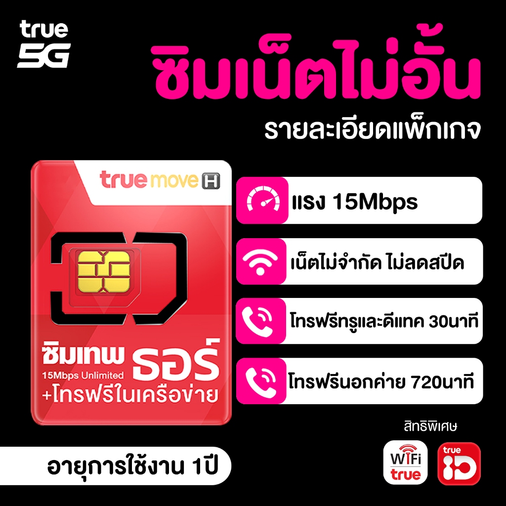 รวม ซิมเทพทรู ซิมเน็ตรายปี + โทรฟรี ซิมเน็ตไม่อั้น ซิม Max Speed จ่ายครั้งเดียวจบ ซิมเทพธอร์ ส่งฟรี