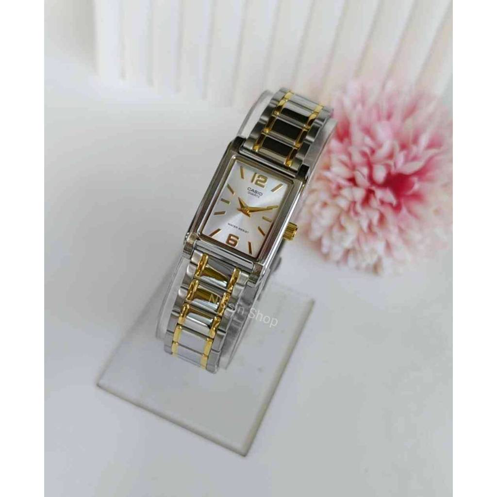 นาฬิกา Casio แท้ รุ่น LTP-1235SG-7A นาฬิกาข้อมือผู้หญิง สายสเตนเลส 2กษัตริย์ หน้าปัดเหลี่ยม -ของแท้ประกันศูนย์ CMG