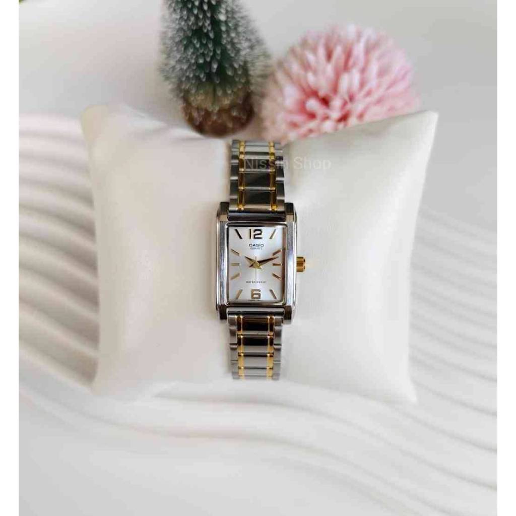 นาฬิกา Casio แท้ รุ่น LTP-1235SG-7A นาฬิกาข้อมือผู้หญิง สายสเตนเลส 2กษัตริย์ หน้าปัดเหลี่ยม -ของแท้ประกันศูนย์ CMG