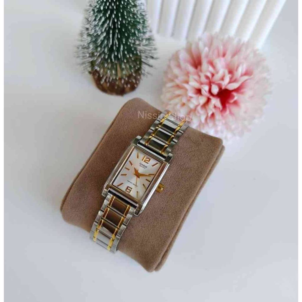 นาฬิกา Casio แท้ รุ่น LTP-1235SG-7A นาฬิกาข้อมือผู้หญิง สายสเตนเลส 2กษัตริย์ หน้าปัดเหลี่ยม -ของแท้ประกันศูนย์ CMG