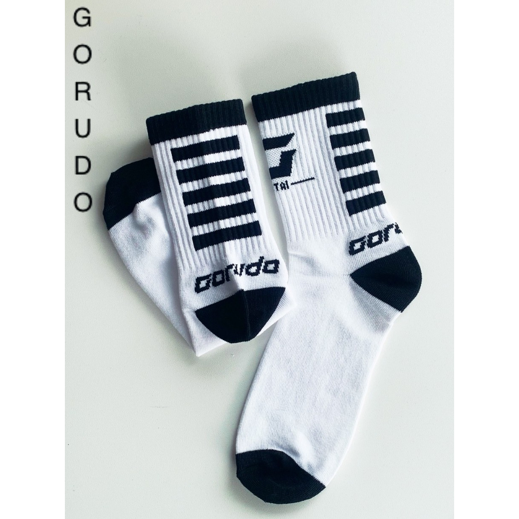 🔥 #GORUDO SENTAI ถุงเท้า Sock Black and White 🔥 ( แพค 3 คู่ )