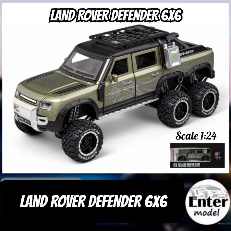 โมเดลรถเหล็ก มีเสียงมีไฟ รถกระบะ คันใหญ่ เกรดพรีเมียม LAND ROVER DEFENDER 6x6 สเกล 1/24 ยาว 22cm