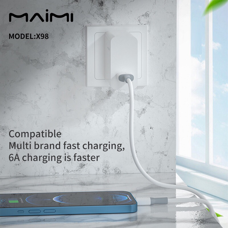 Maimi รุ่น X98 สายชาร์จ PD(30W)(C to C 65W) Quick chargeing data cable สาย Silicone ไม่หักง่าย ไม่พันกัน ใช้งานทนทาน - รูปที่ 2