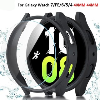 เคสกันรอย ฟิล์มกระจก สำหรับ นาฬิกา Samsung Galaxy Watch 7 / 7 Ultra / FE / Watch 6 40mm 44mm แบบแข็งปิดจอด้วยฟิล์มกระจก
