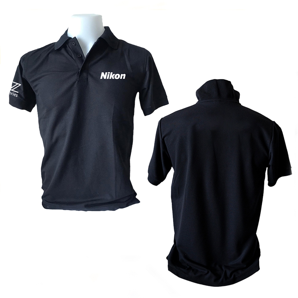 Polo พร้อมส่งเสื้อโปโลสีดำ สามารถเลือกพิมพ์กำมะหยี่สีขาว หรือ DTF Nikon Z series เสื้อเชิ๊ต เสื้อโปโล เสื้อนิคอน
