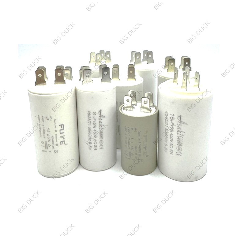 คาปาซิเตอร์ แคปรัน Capacitor 40uF, 45uF, 55uF, 65uF / 450V FUYE ชนิดสาย