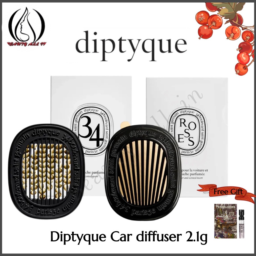 【 ของแท้ 】Diptyque Car diffuser น้ําหอมรถยนต์ #34 Boulevard #Baies #Roses #Amber #Fleur D'Oranger 2.1g