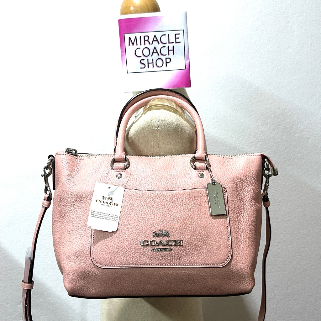 กระเป๋าถือ COACH ของแท้ มือ 1 หนังแท้นื่ม ใบเล็กน่ารัก มีสายยาว มีตำหนิ COACH 31466 MINI EMMA SATCHE