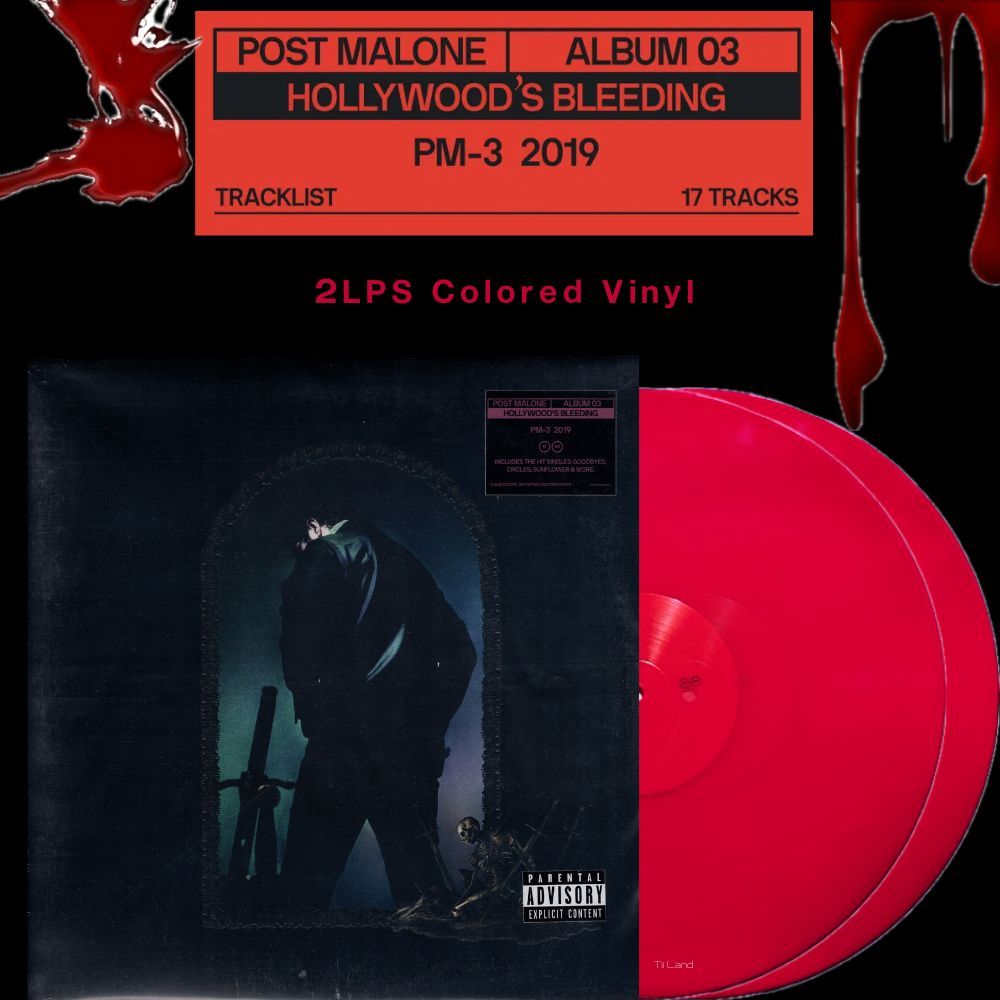 LP Post Malone อัลบั้ม Hollywood's Bleeding (2LPs Opaque Pink Vinyl) (ใหม่/ซีล) ปี 2020 มุมย่นนิดนึง