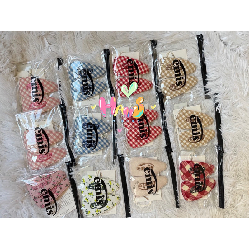 ของแท้ พร้อมส่ง EMIS FLOWER /Check /gingham /ลูกฟูก/โบว์ กิ๊บ ยางรัดผม