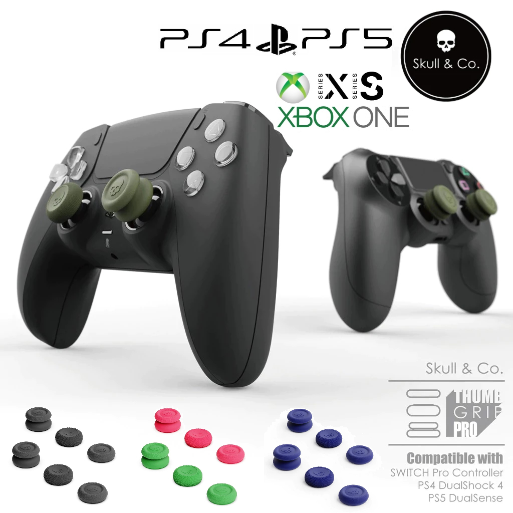 ใหม่! Skull & Co. Thumb Grip Set for PS4 PS5 Xbox One Xbox Series S/X Joy-Pro (แพ็ค 2-3 คู่)