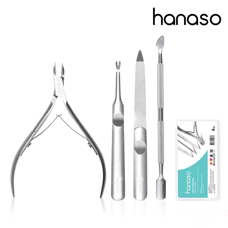 Hanaso กรรไกรตัดหนังเล็บ กรรไกรตัดหนัง กรรไกรตัดเล็บ สำหรับตัดหนัง แซะเล็บ 1ชิ้น 2ชิ้น 4ชิ้น กรรไกร พุชเชอร์ ตะไบ