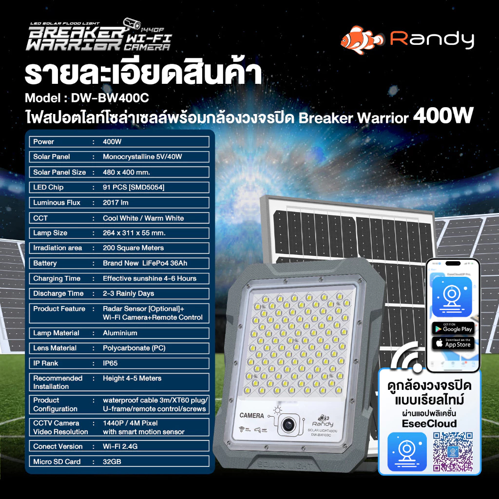 Randy Sport X ไฟกล้องพลังงานแสงอาทิตย์รุ่นใหม่2025ชาร์จเร็ว แบตอึด มาตรฐานกันน้ำกันฝุ่นIP67 ชัด1440P - รูปที่ 5