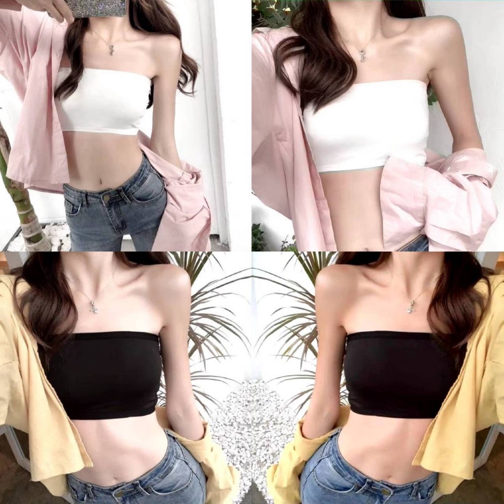 เกาะอกสั้น (ผ้าคอตตอน) นิ่มใส่สบาย รัดแน่นไม่หลุด