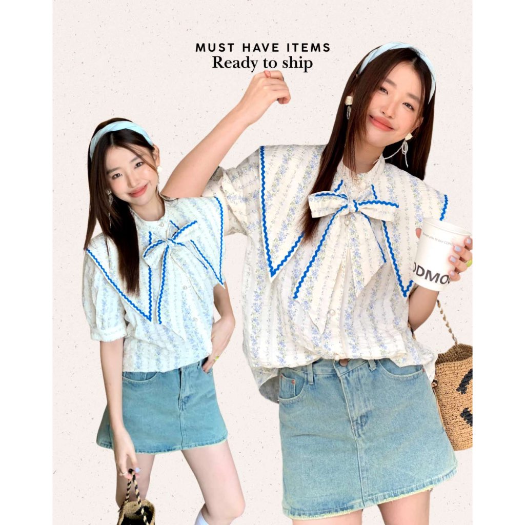 [ พร้อมส่ง ] IRIS FASHION Secret gardent series IS2024YS66 My summer day shirtเสื้อเชิ้ต ลายดอกไม้ ใส่เที่ยว ผ้านิ่ม