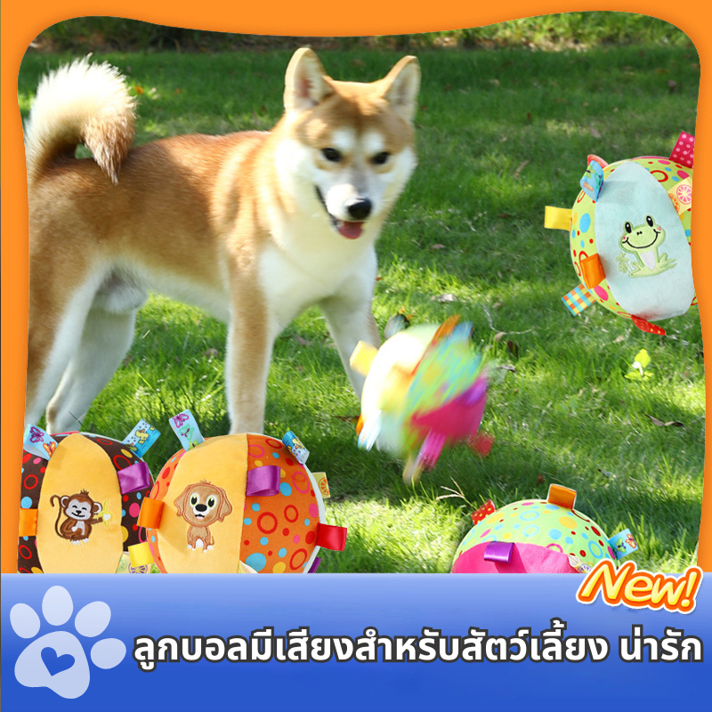 บอลหมา ของเล่นหมา ลูกบอลฝึกหมา ลูกบอล สำหรับสัตว์เลี้ยง ของเล่นสัตว์เลี้ยง มีระฆัง สีสันน่ารัก ทำจากวัสดุทนทาน