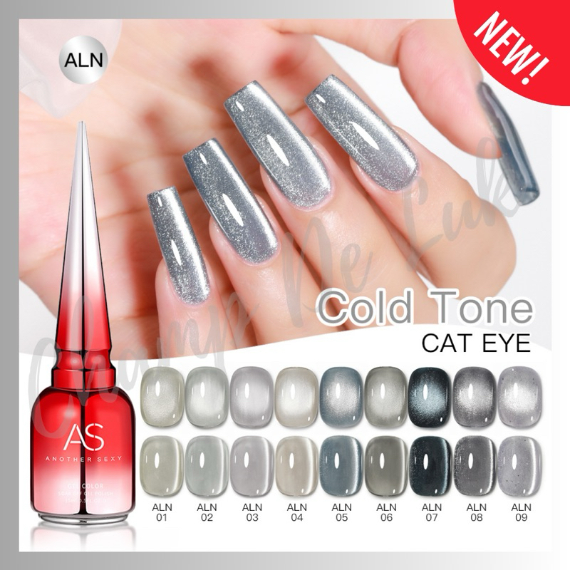แบรนด์ AS!! โทนสีเงิน สีเจลลูกแก้วคริสตัล มี9สีให้เลือก (Code: ALN ) ขนาด15ml
