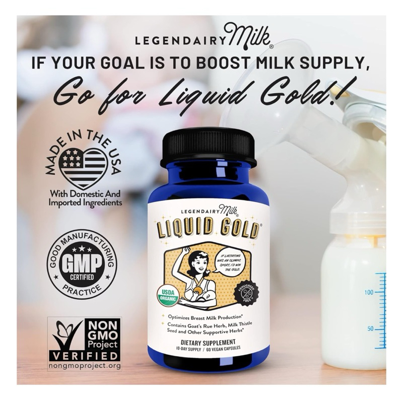 [ LEGENDAIRY MILK ]❇️LIQUID GOLD ( เพิ่มน้ำนม บำรุงน้ำนมแม่ สารอาหารสำหรับคุณแม่ )( 60 แคปซูล💊 )