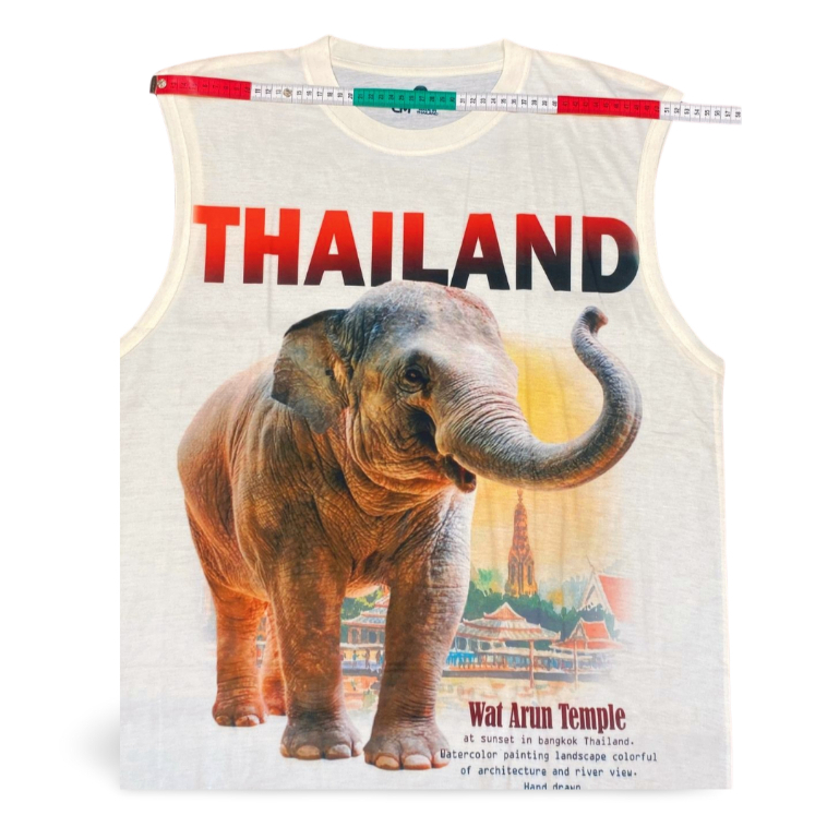 "Elephant Thailand T-Shirt" Sleeveless Cotton Shirt.