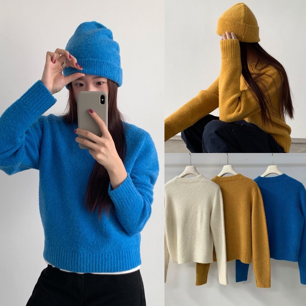 I2642 เสื้อแขนยาวคอกลม ผ้าทอ พร้อมหมวก ทรงน่ารัก แฟชั่นเกาหลี TAG KOREA – โปรปัง