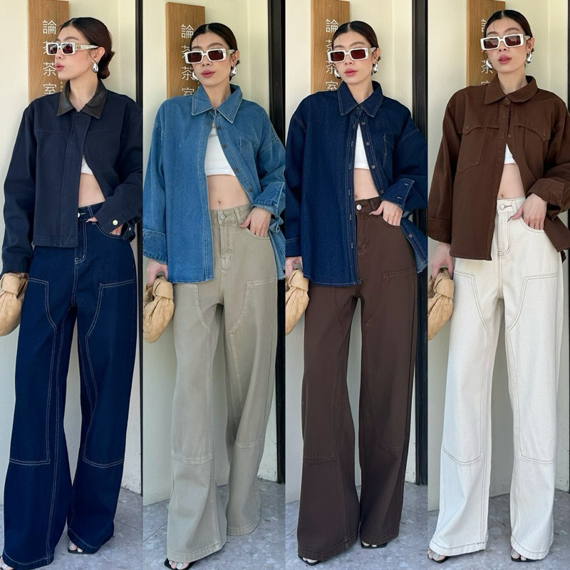 9010 New Arrival (SMLXLXXL 690฿) กางเกงยีนส์ทรง baggy ทรงหลวม ขากระบอกใหญ่ เนื้อผ้ายีนส์มีความเป็นทรง studiox2