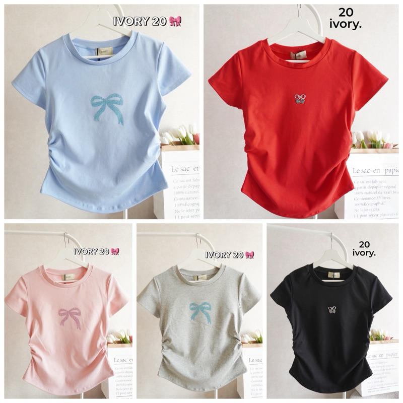 20-IVORY เสื้อยูนิโคล่คอกลม หยุมข้าง