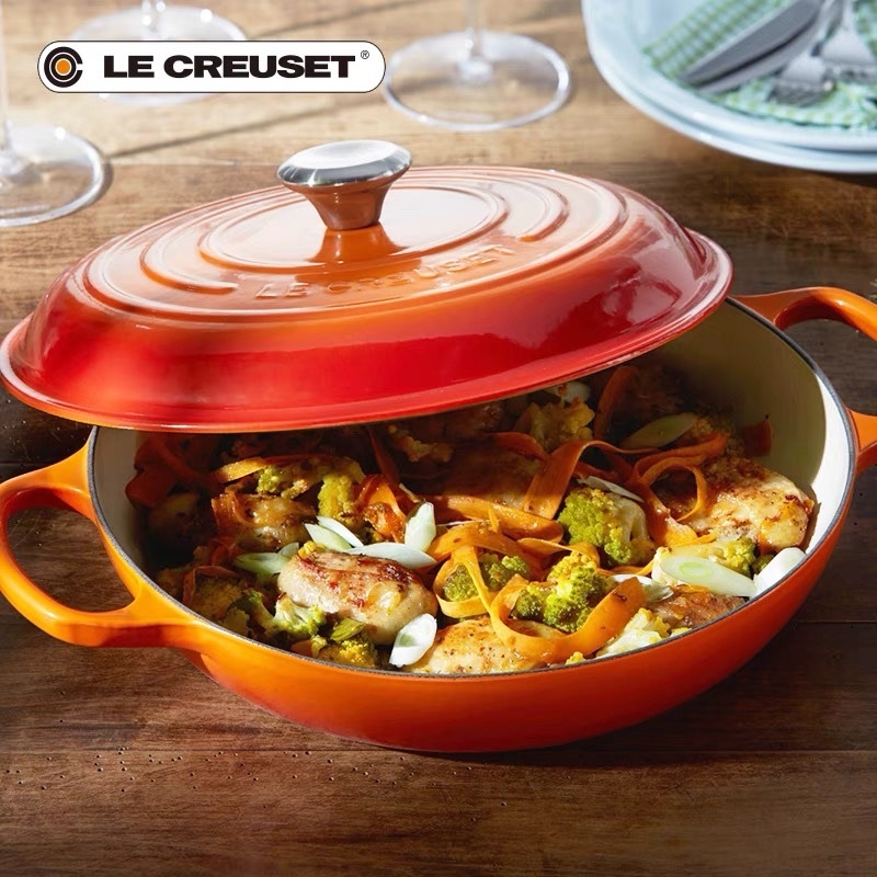 LE CREUSET ของแท้ หม้อเหล็กหล่อเคลือบฟัน 26 ซม. หม้อทะเล กระทะ หม้อนึ่ง