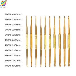 เข็มถักโครเชต์ อลูมิเนียม สองด้าน สีทอง อุปกรณ์เสริม สําหรับ…