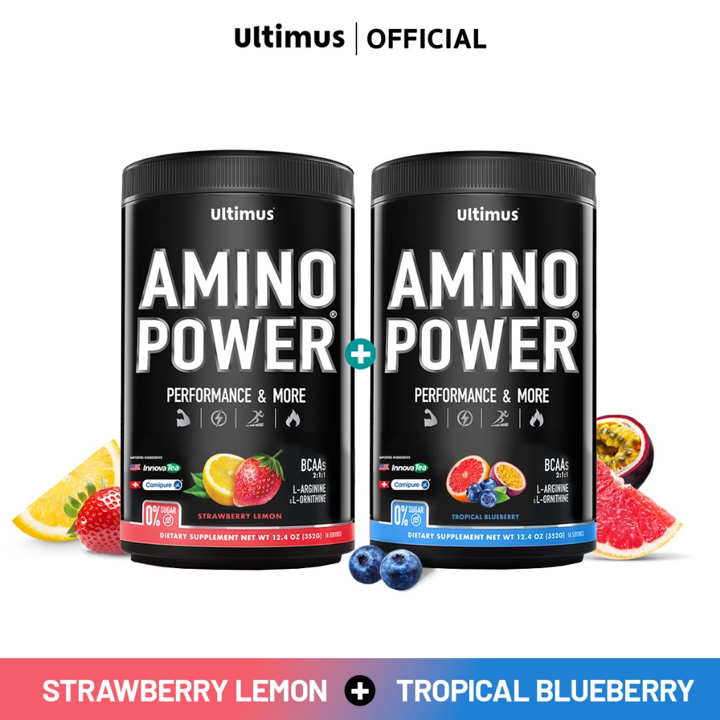 Ultimus Amino Power (Active BCAAs 2:1:1) Strawberry Lemon Flavor+Tropical Blueberry Flavor ขนาด 352g