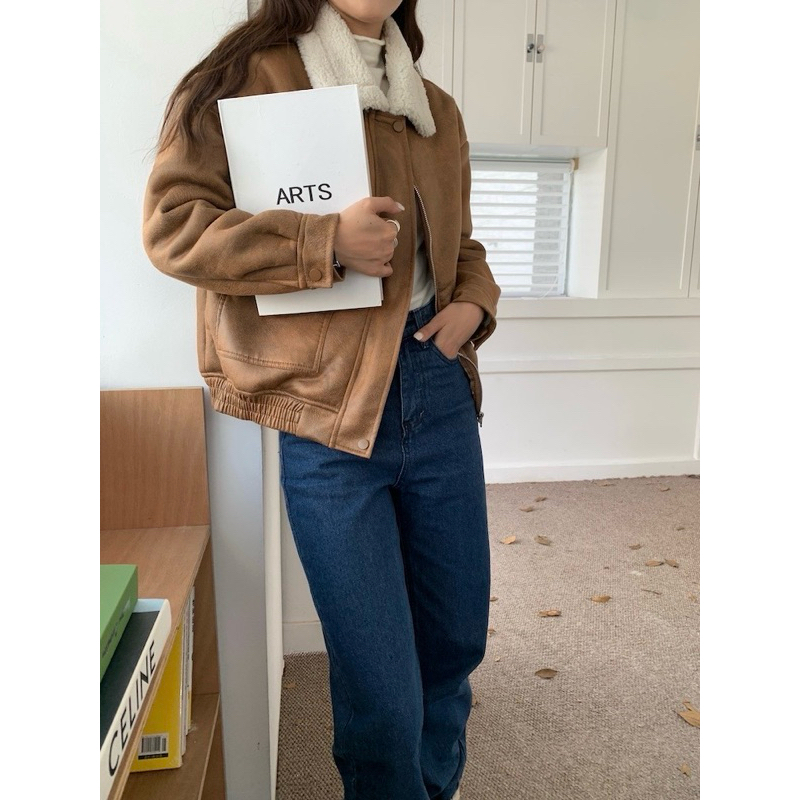 gurls.girl | (พร้อมส่ง) fluffy leather jacket แจ็คเก็ตหนังบุขนกันหนาว ส่งจากไทย - รูปที่ 6