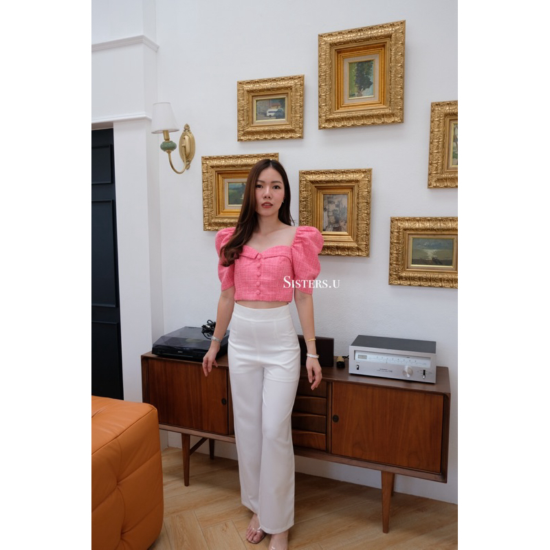 Sisters.u TOP 077 เสื้อมีแขนจับจีบ คอโค้ง