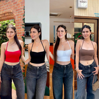 ❤︎Emily Top❤︎ 🪼💖 เสื้อมินิครอปคล้องคอ 15 สี เสริมฟองน้ำให้ดู…