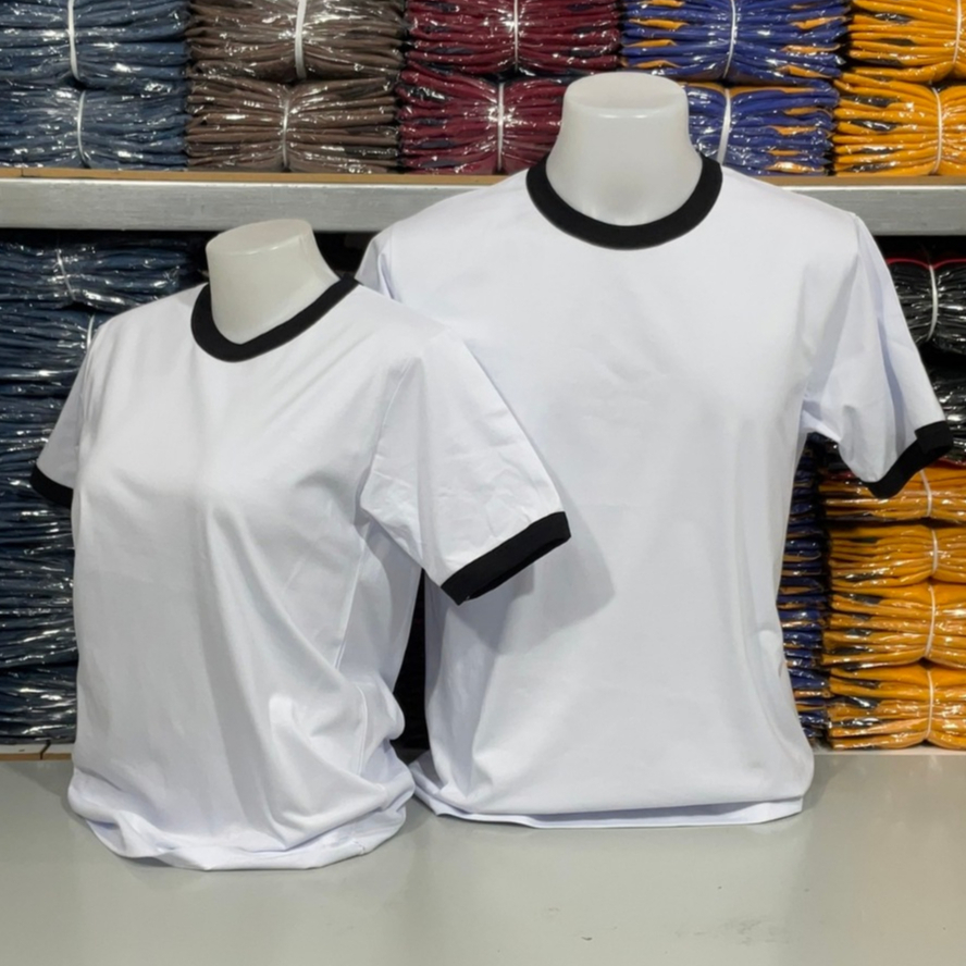 เสื้อคอกลมกุ๊นคอกุ๊นแขน