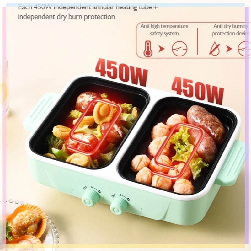 💕กระทะอเนกประสงค์2in1 เตาปิ้งย่างไฟฟ้า เตาย่างบาร์บีคิวไฟฟ้า Non-StickPan มัลติฟังก์ชั่นหม้อบาร์บีคิวเบเกอรี่หม้อหุงข้าว - รูปที่ 4