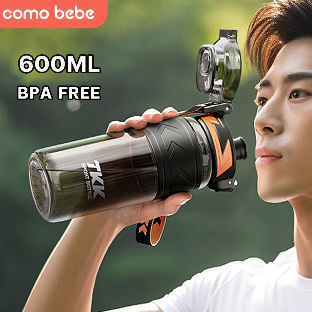 TKK 600ml /1000ml กระบอกน้ำพลาสติก พร้อมหลอด ขวดน้ำพกพาสไตล์กีฬา วัสดุ tritan BPA Free water bottle