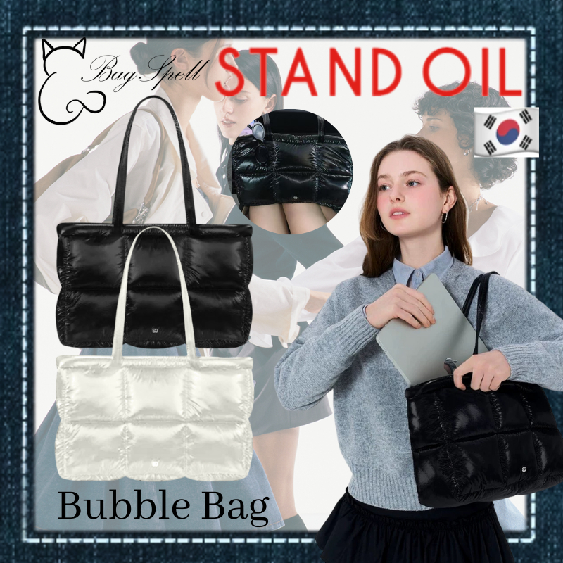 จัดส่งด่วนในสต็อก STAND OIL Bubble Bag tote bag shoulder bag chubby bag ผ้าไนลอนสีมุกเล็กน้อย