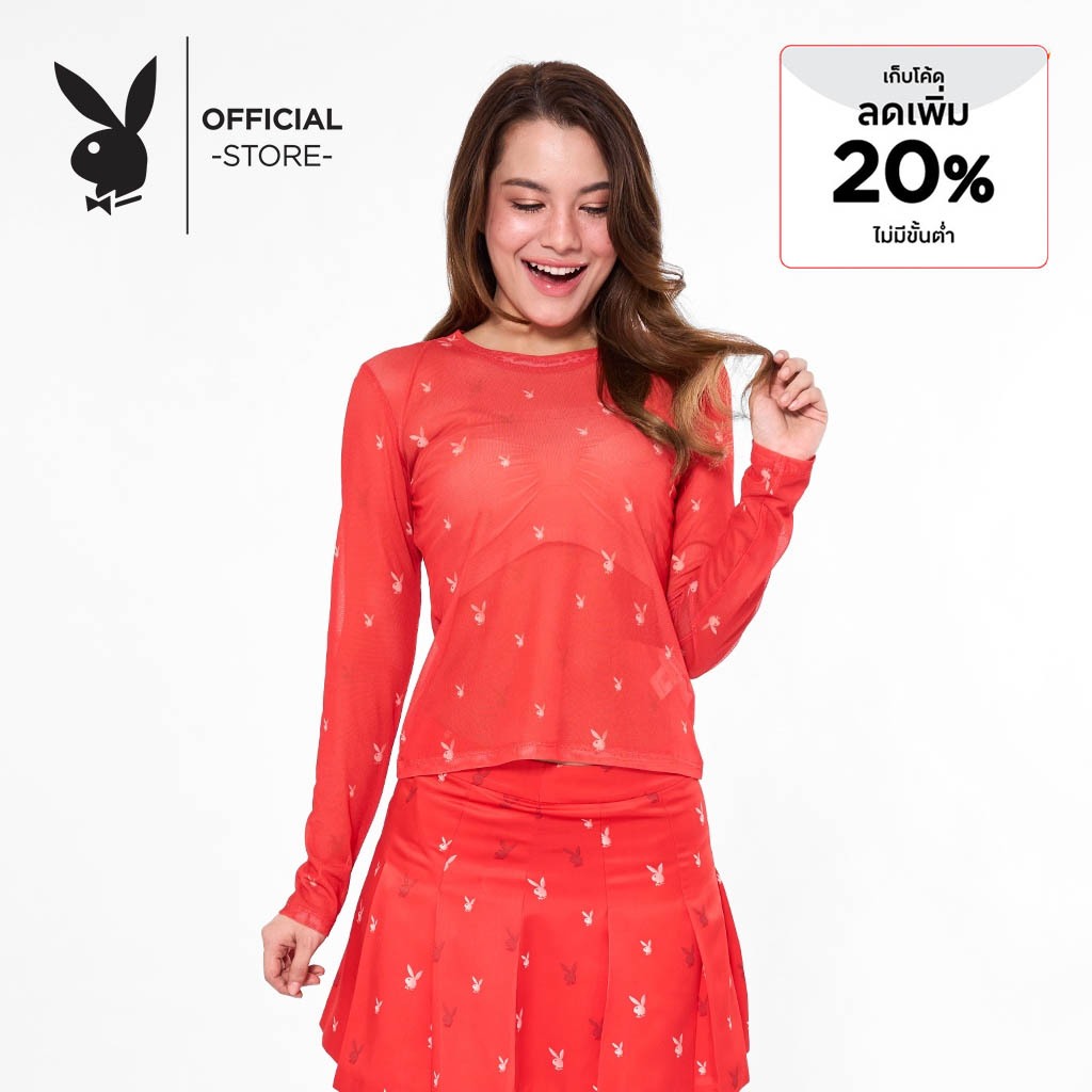 PLAYBOY เสื้อยืดคอกลม รุ่น P1WT244TF034RE