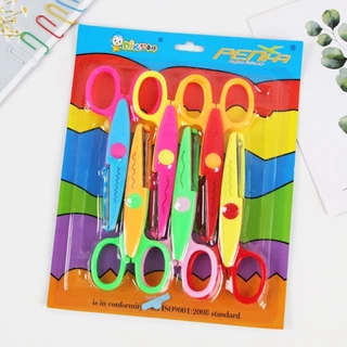 กรรไกรตัดกระดาษ แบบยกแพ็ค สำหรับเด็ก กรรไกรซิกแซก DIY อุปกรณ์การเรียน