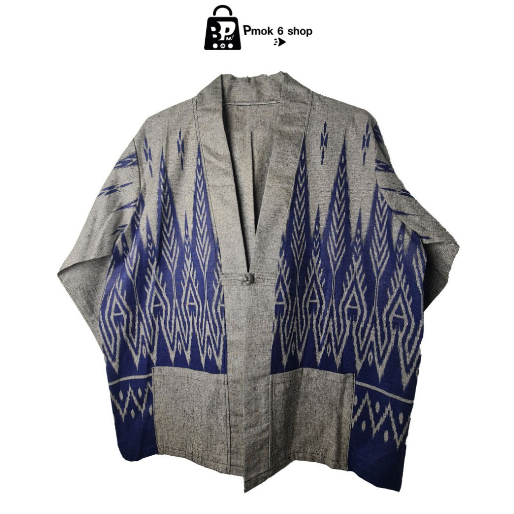 เสื้อคลุมผ้าพื้นเมือง สำหรับผู้หญิง ผ้าฝ้าย 100% ลายไทย size XXL เสื้อคลุมแขนยาว