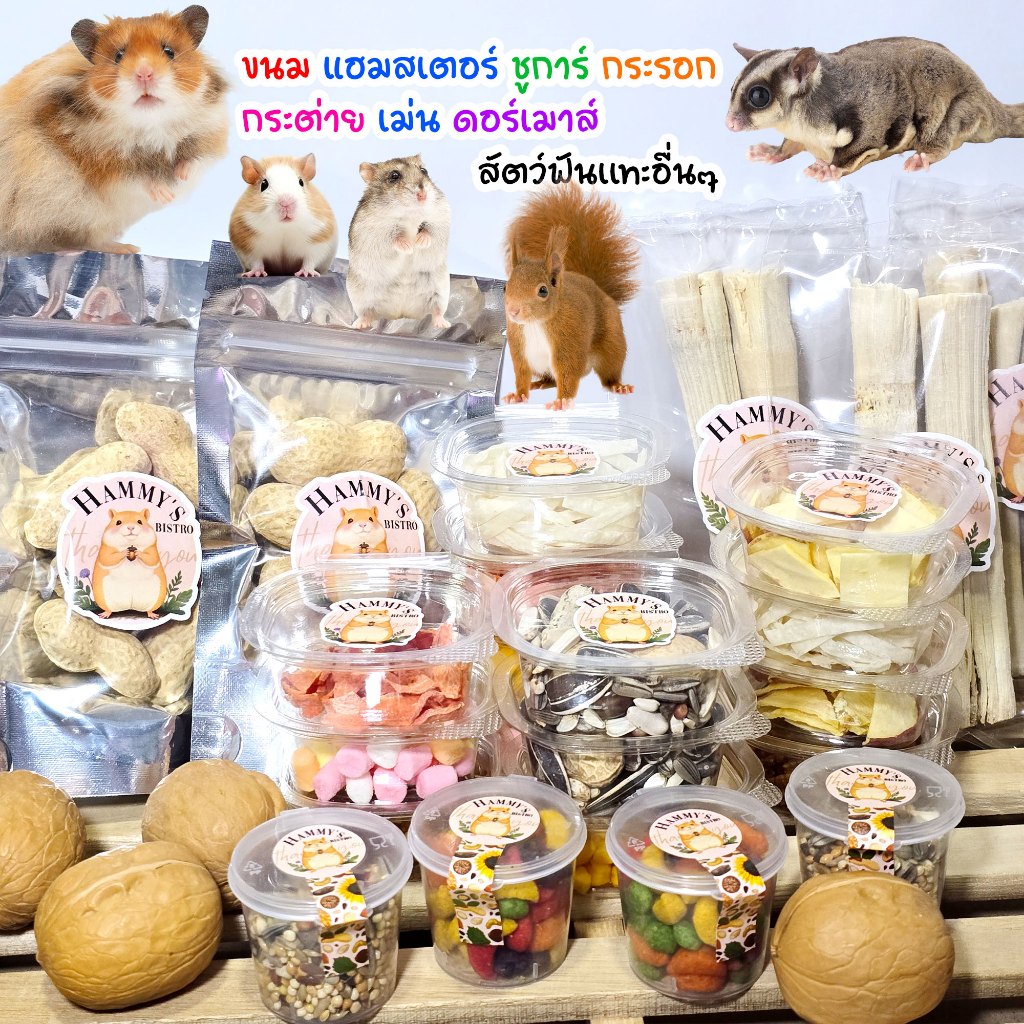 ขนมแฮมสเตอร์ (กระปุกทดลอง) กระรอก ชูการ์ กระต่าย สัตว์ฟันเเทะอื่นๆ อาหารแฮมสเตอร์ [[Hammy's Bistro]]