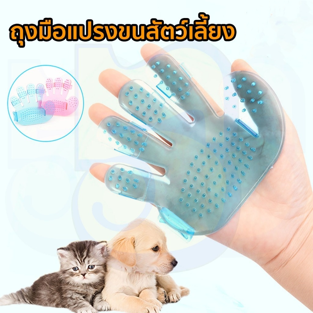 ถุงมืออาบน้ำสัตว์เลี้ยง ถุงมือแปรงขนสัตว์เลี้ยง กำจัดขน การอาบน้ำ นวด มัลติฟังก์ชั่น CW19
