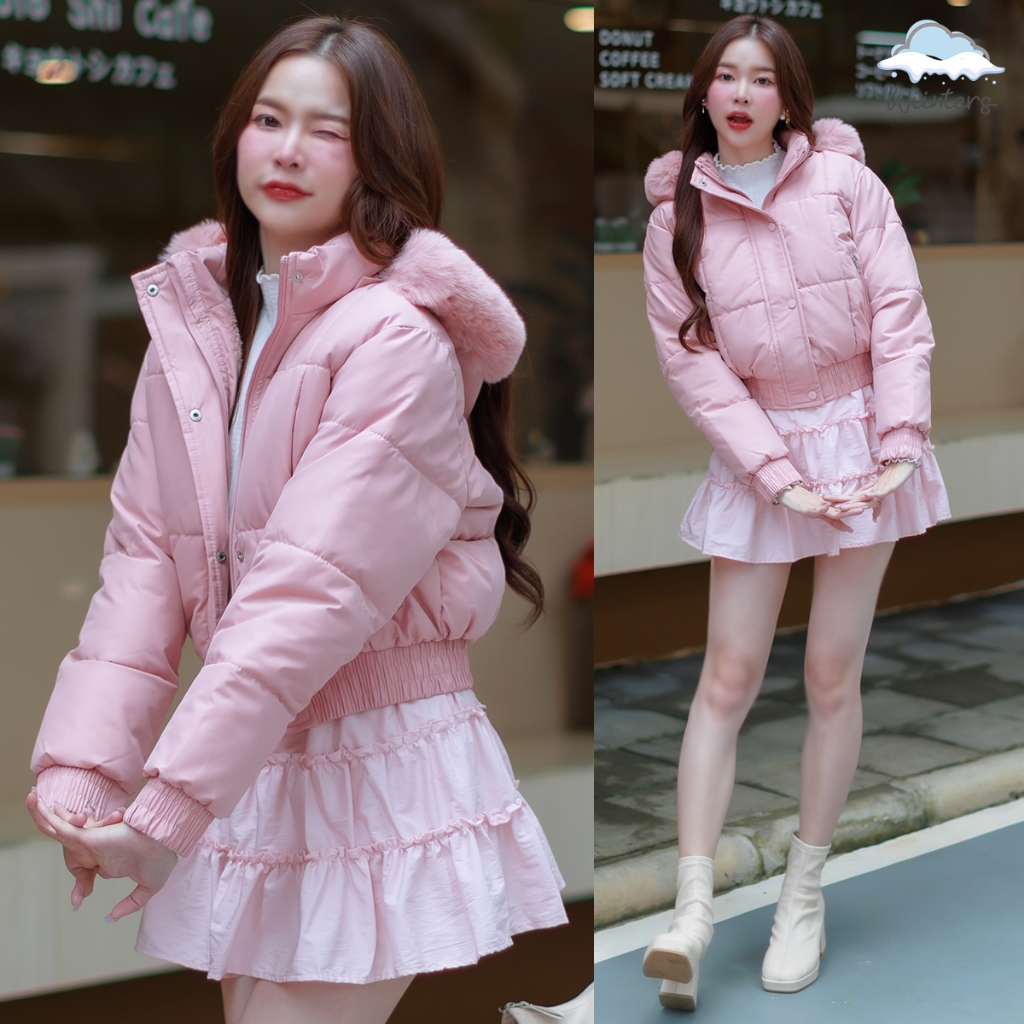 [ Pancake Coat - H32 ] 6 สี l​ เสื้อโค้ท บุขน ถอดฮู้ดได้ ใส่ได้ 2 แบบ บุขนกันหนาวติดลบ ใส่แล้วสวย น่ารักมากๆค่ะ