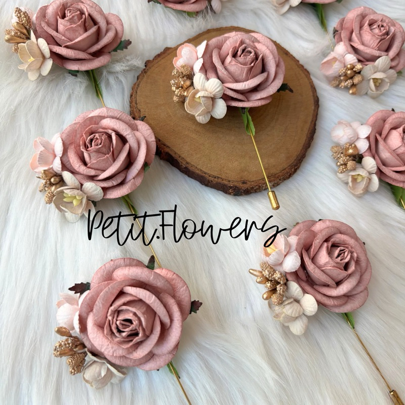 [พร้อมส่ง] พิน|Lapel ดอกไม้ติดหน้าอก ธีมชมพูกะปิ