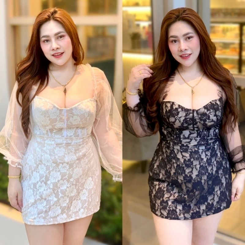 Z156 เซ็ตกระโปรงลูกไม้คุณหนูสาวอวบ อก38-46” เอว32-40“ สพ.-50”