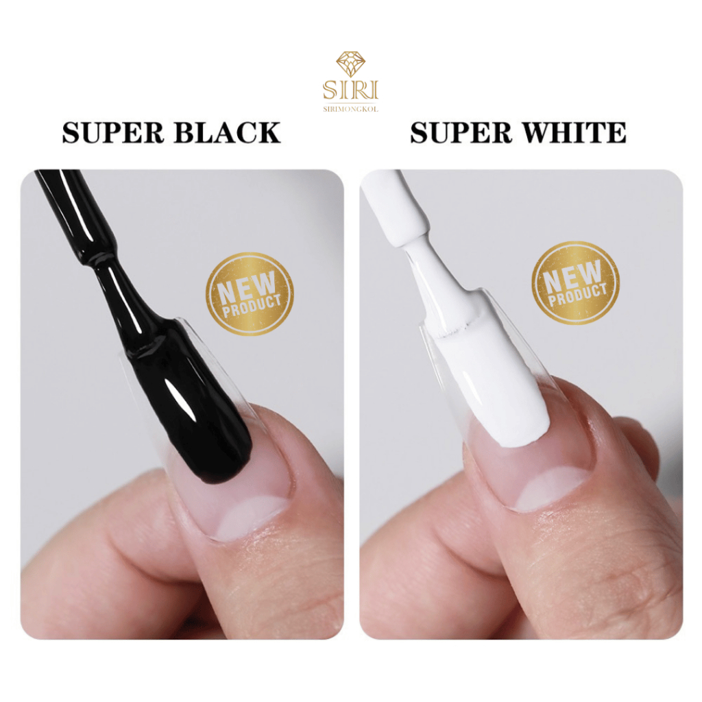 สีเจล SIRIMONGKOL Super Black & Super White | สีดำสนิท สีขาวสว่าง เนื้อเนียน ทาง่าย แห้งไว | สีเจลพื้นฐานมืออาชีพ