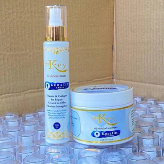 Key Keratin (รวม) คีย์ เคราตินสด เซตดูแลผมเสีย ทรีทเม้นท์/ สเปรย์ ฟื้นฟูผมแบบเร่งด่วน จากการ ยืด ดัด ทำสี